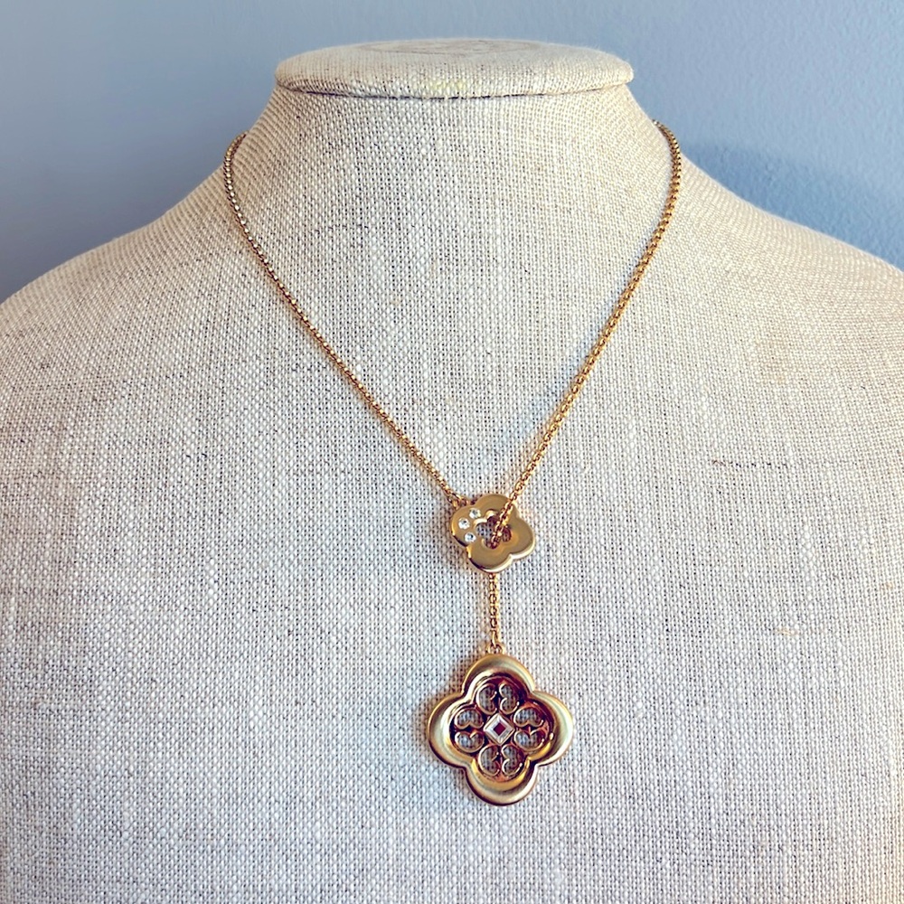 Jan Haedrich MY FLAT IN LONDON Necklace Gold Plated Crystal Lariat Dangle